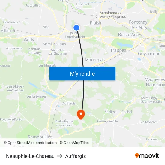 Neauphle-Le-Chateau to Auffargis map
