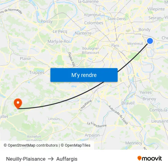 Neuilly-Plaisance to Auffargis map