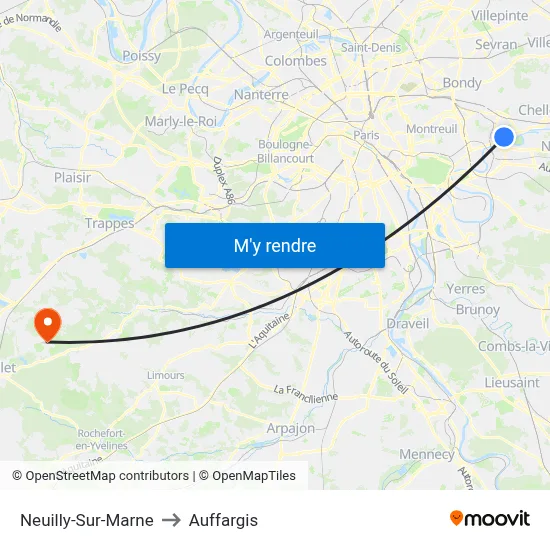 Neuilly-Sur-Marne to Auffargis map