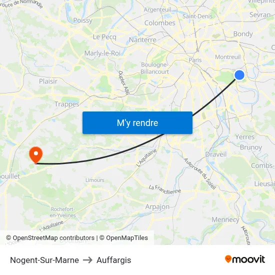 Nogent-Sur-Marne to Auffargis map