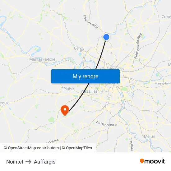 Nointel to Auffargis map