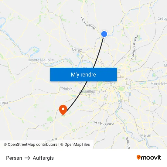 Persan to Auffargis map