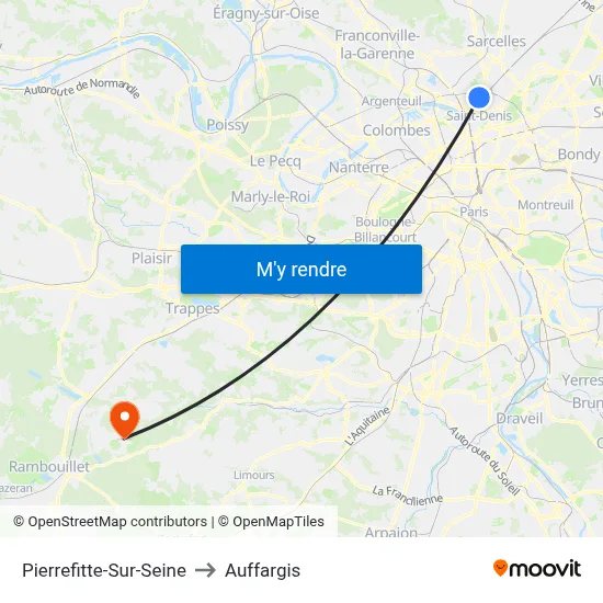 Pierrefitte-Sur-Seine to Auffargis map