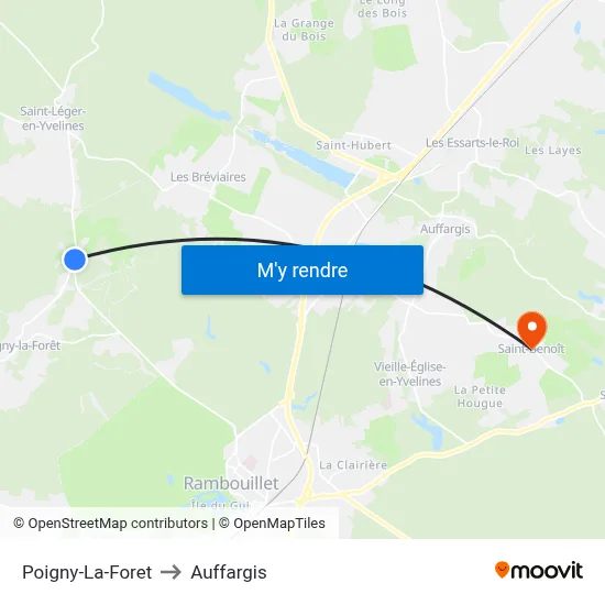 Poigny-La-Foret to Auffargis map