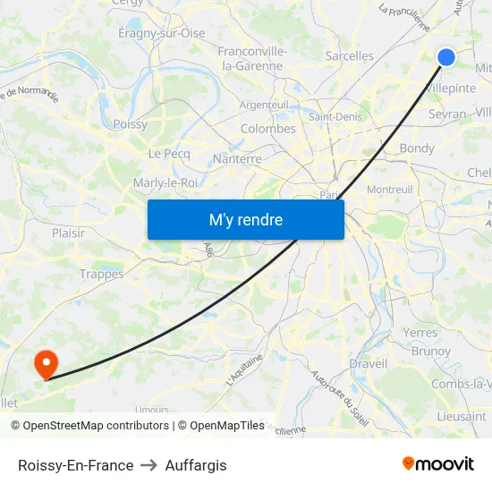 Roissy-En-France to Auffargis map