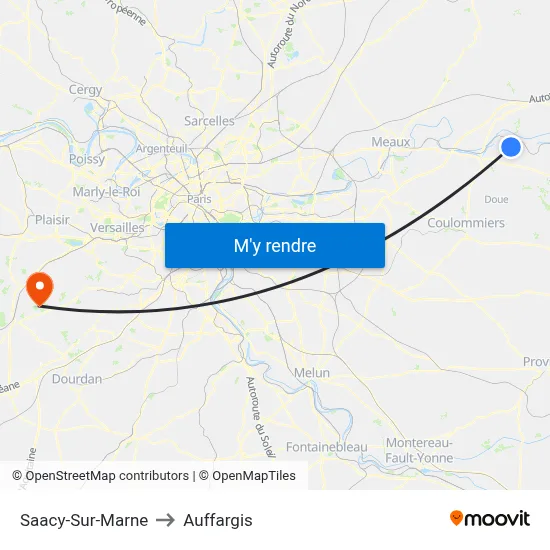 Saacy-Sur-Marne to Auffargis map