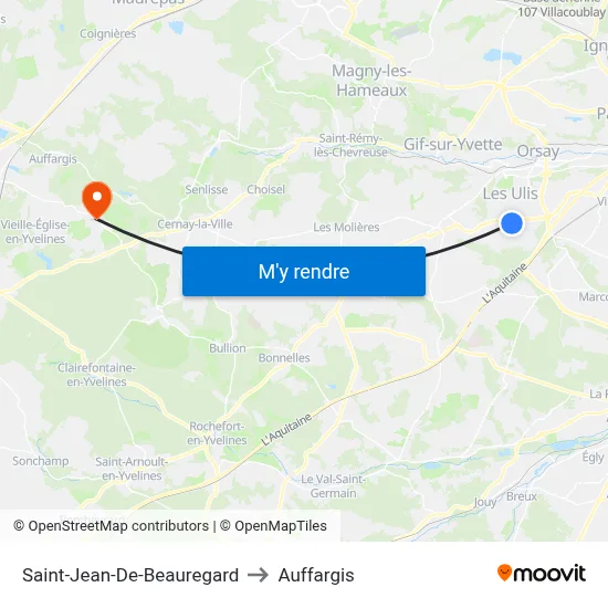 Saint-Jean-De-Beauregard to Auffargis map