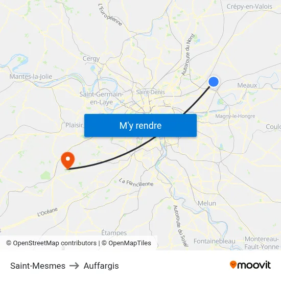 Saint-Mesmes to Auffargis map