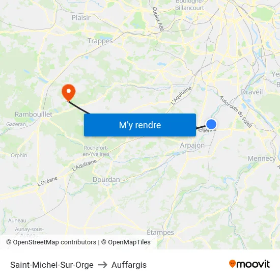 Saint-Michel-Sur-Orge to Auffargis map