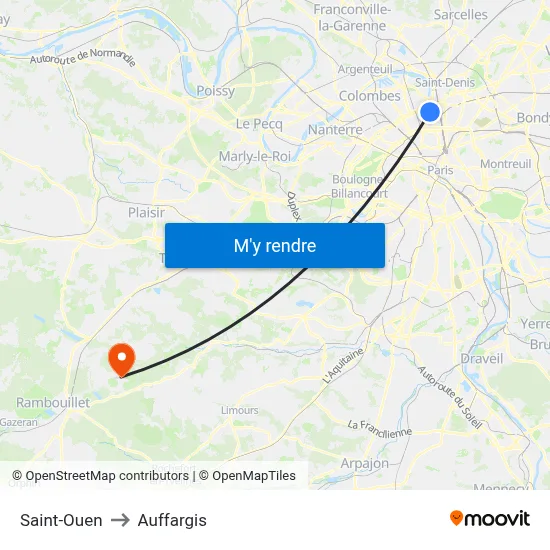 Saint-Ouen to Auffargis map
