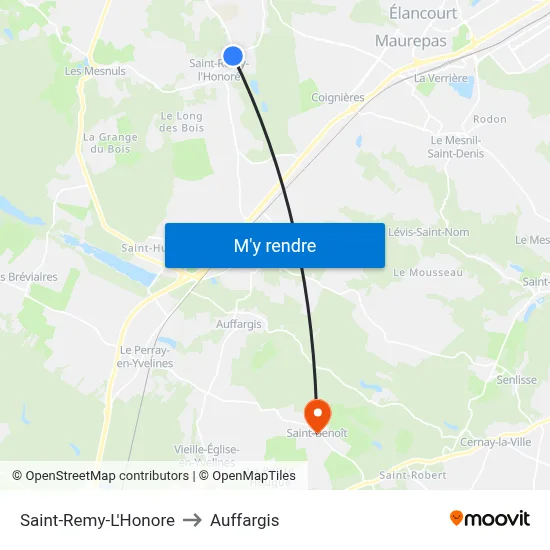 Saint-Remy-L'Honore to Auffargis map