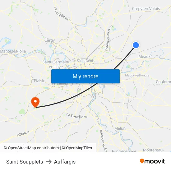 Saint-Soupplets to Auffargis map