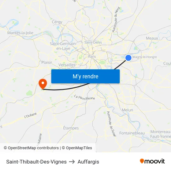 Saint-Thibault-Des-Vignes to Auffargis map