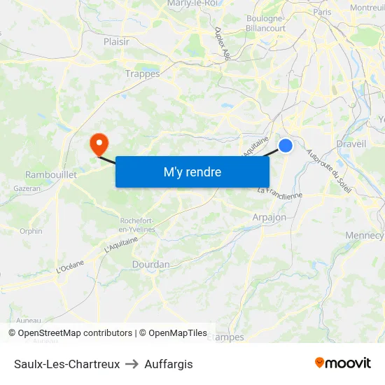 Saulx-Les-Chartreux to Auffargis map