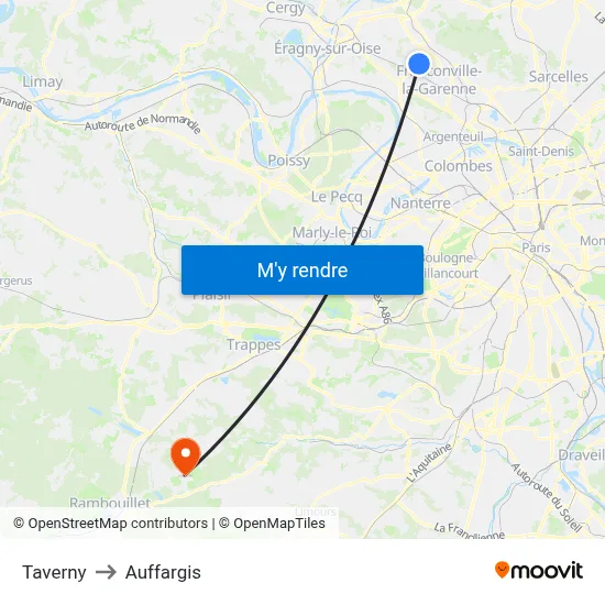 Taverny to Auffargis map