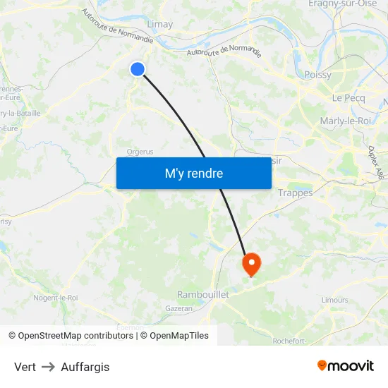 Vert to Auffargis map