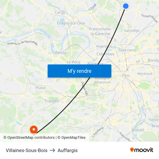 Villaines-Sous-Bois to Auffargis map