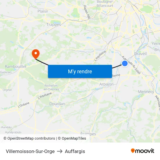 Villemoisson-Sur-Orge to Auffargis map
