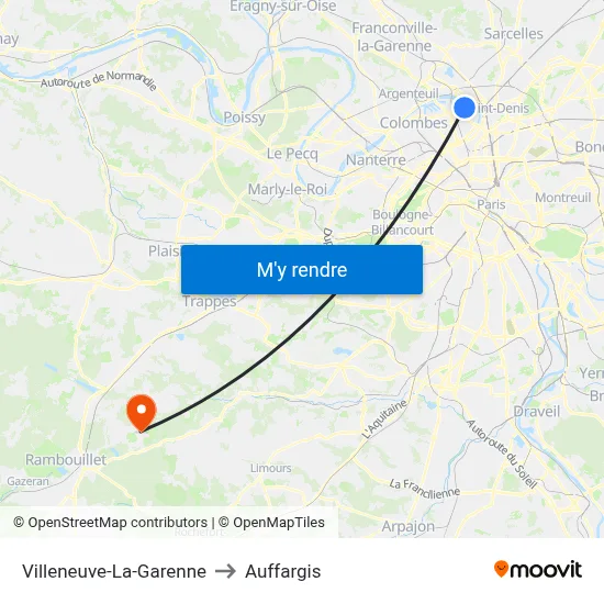 Villeneuve-La-Garenne to Auffargis map