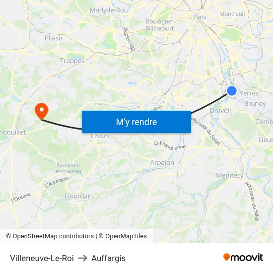 Villeneuve-Le-Roi to Auffargis map