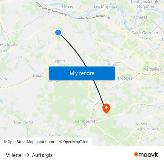 Villette to Auffargis map