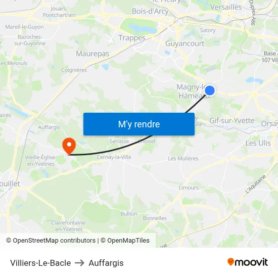Villiers-Le-Bacle to Auffargis map
