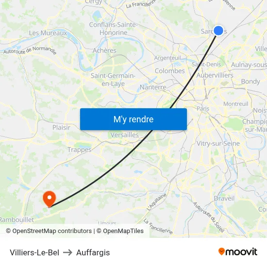 Villiers-Le-Bel to Auffargis map