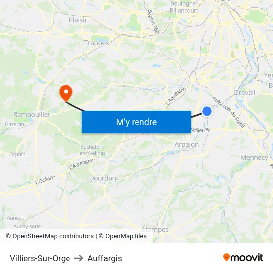 Villiers-Sur-Orge to Auffargis map