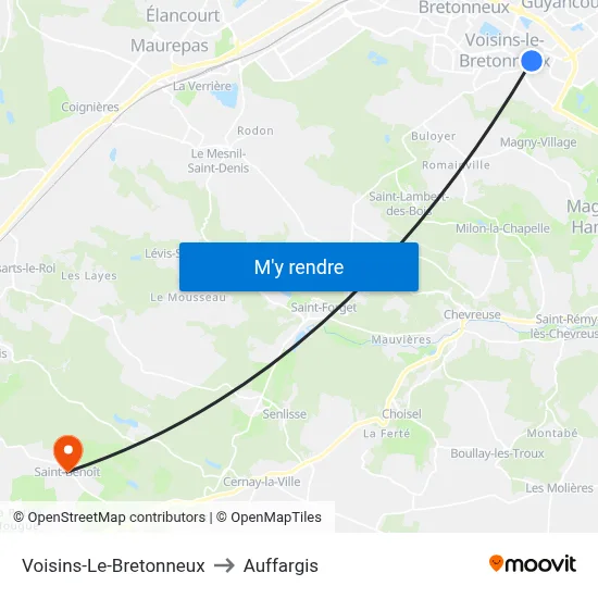 Voisins-Le-Bretonneux to Auffargis map
