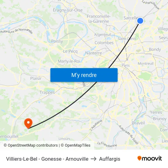 Villiers-Le-Bel - Gonesse - Arnouville to Auffargis map