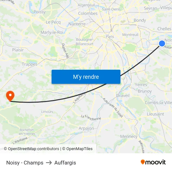 Noisy - Champs to Auffargis map