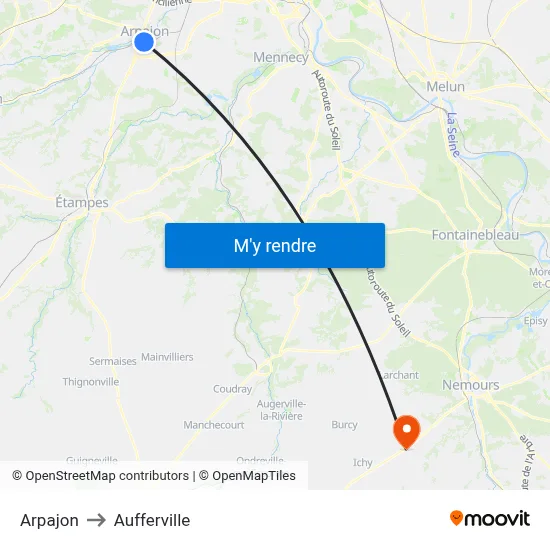 Arpajon to Aufferville map