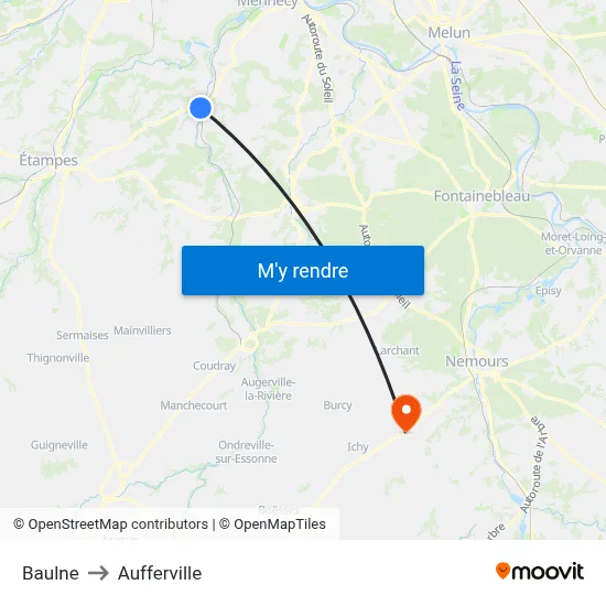 Baulne to Aufferville map