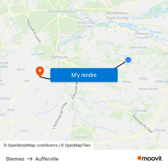 Blennes to Aufferville map