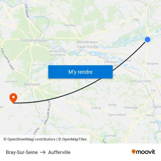 Bray-Sur-Seine to Aufferville map