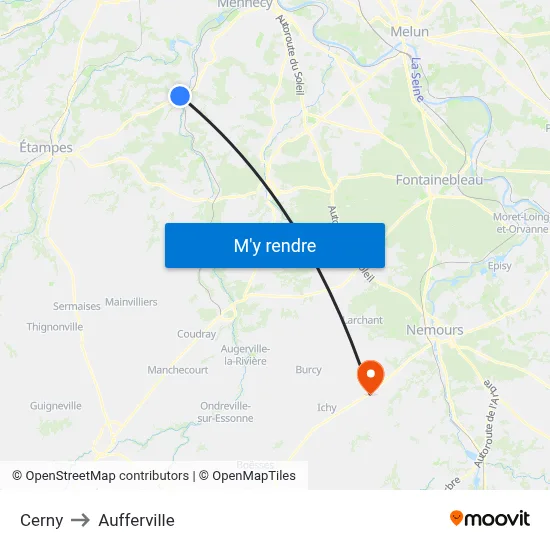 Cerny to Aufferville map