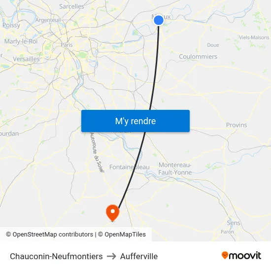 Chauconin-Neufmontiers to Aufferville map