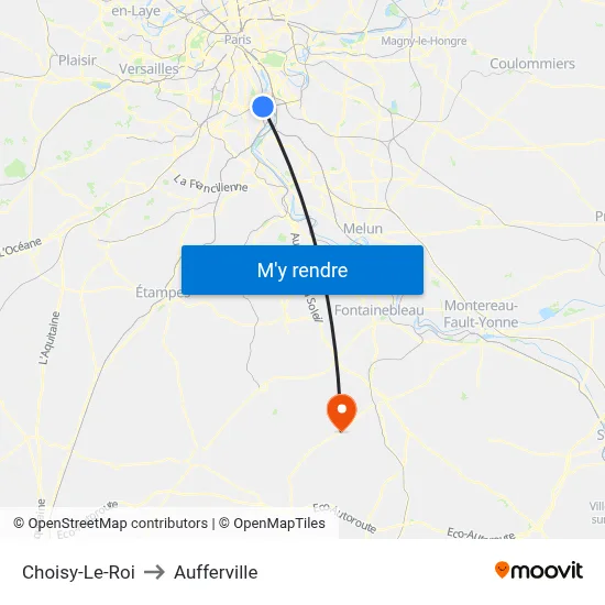 Choisy-Le-Roi to Aufferville map