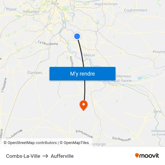 Combs-La-Ville to Aufferville map