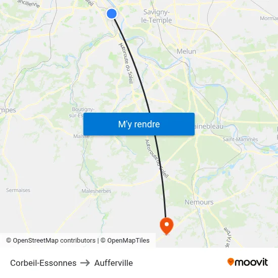 Corbeil-Essonnes to Aufferville map
