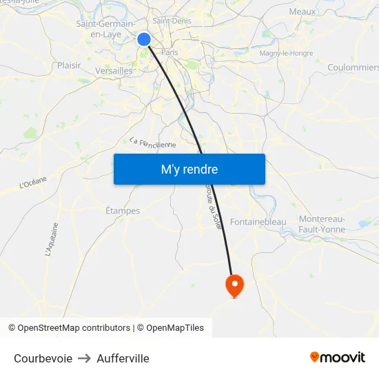 Courbevoie to Aufferville map
