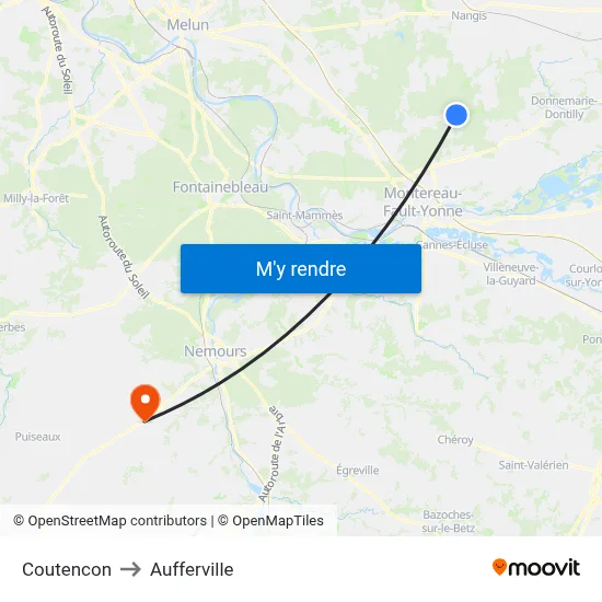 Coutencon to Aufferville map