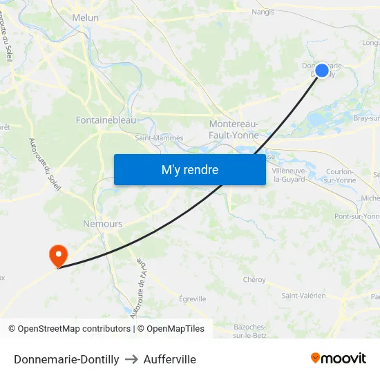 Donnemarie-Dontilly to Aufferville map