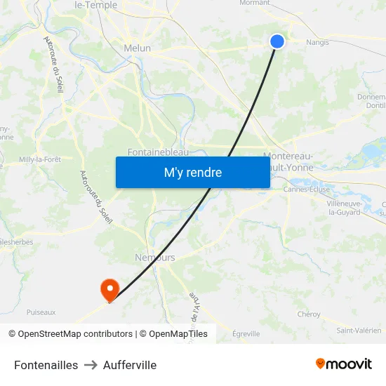 Fontenailles to Aufferville map