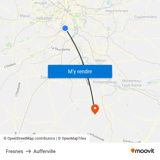 Fresnes to Aufferville map