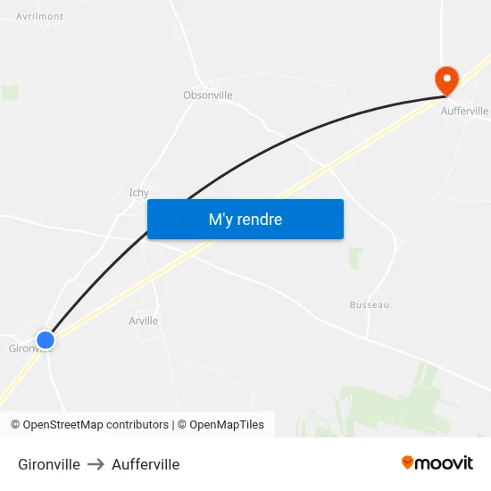 Gironville to Aufferville map