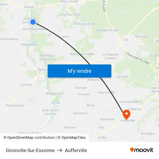 Gironville-Sur-Essonne to Aufferville map