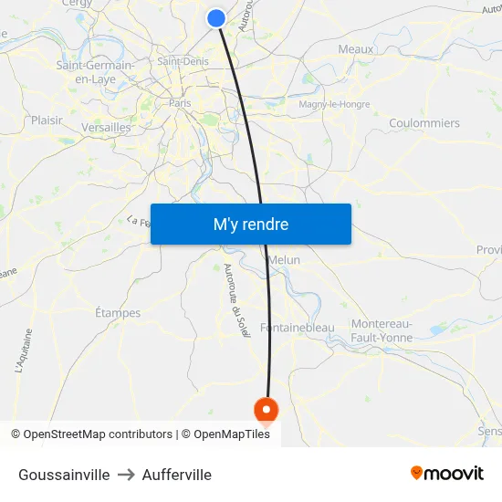 Goussainville to Aufferville map