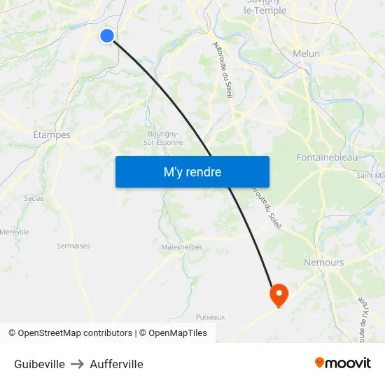 Guibeville to Aufferville map