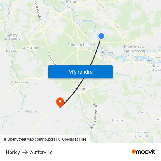 Hericy to Aufferville map